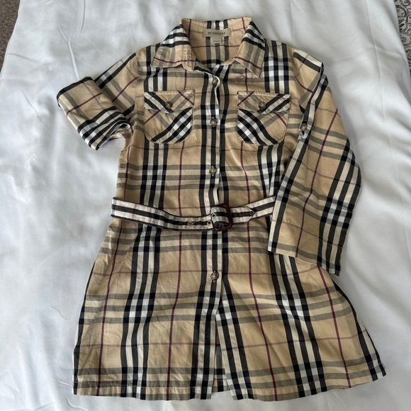 Burberry Other - Dress button down 4T adjustable sleeves Burberry with belt